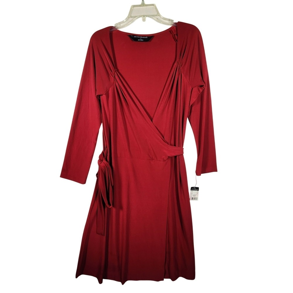 Vintage Y2K Norma NWT Norma Kamali Women Large Knee Length Wrap Dress Cherry Red